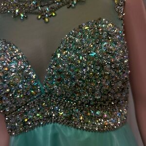 Elegant Green Embellished Dress